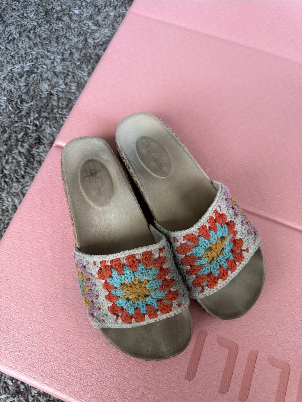Crochet Slide Sandals - Multicolor